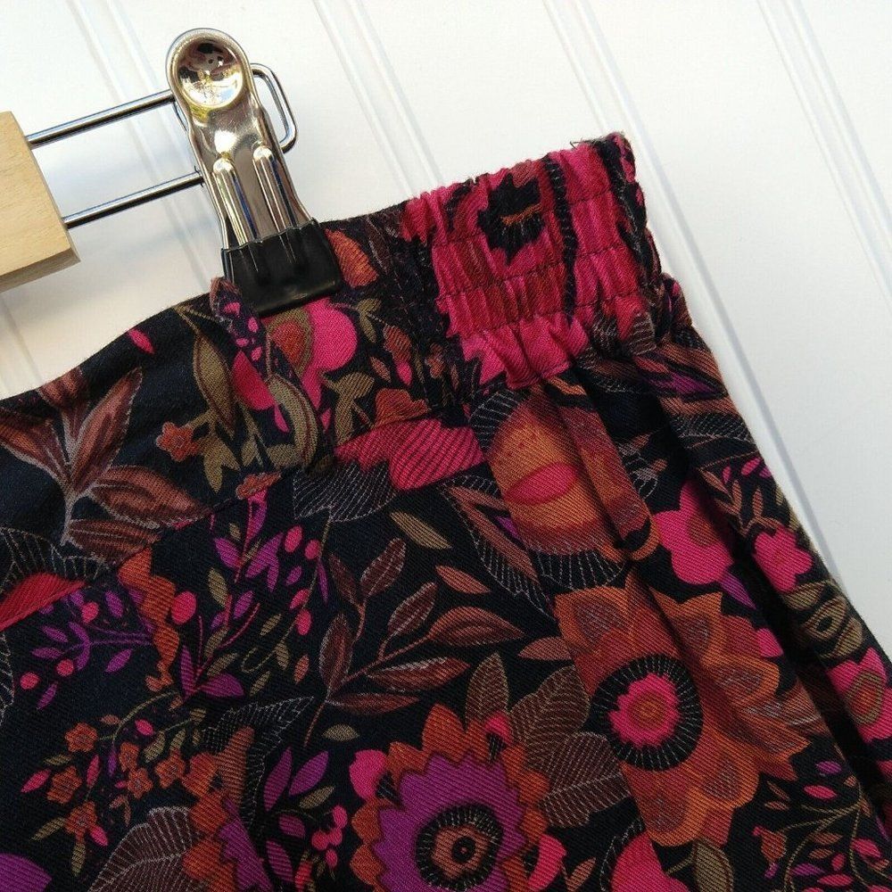 Notations Vintage 90s Floral Midi Skirt Size XL Petite Black Flower Print Rayon - Picture 9 of 12